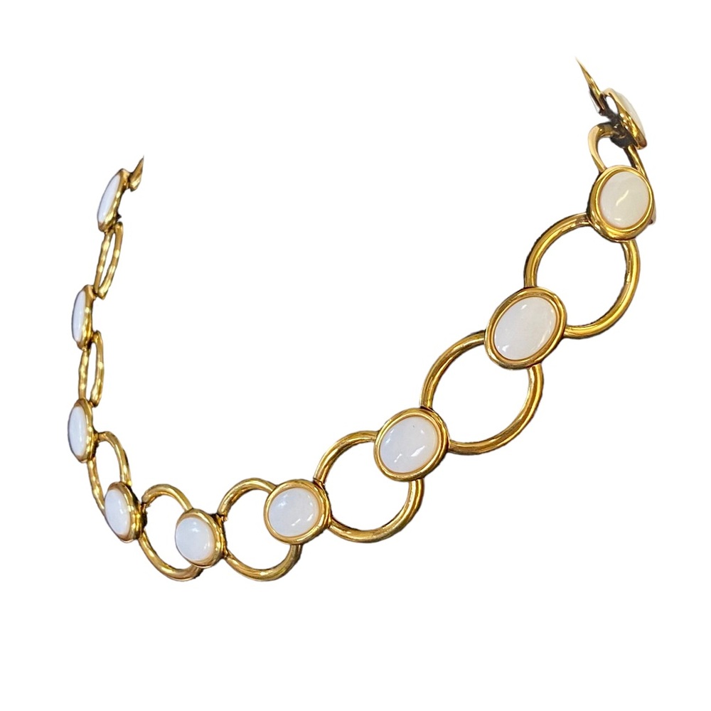 Napier Gold and White Oval Link Necklace - Picture 4 of 5